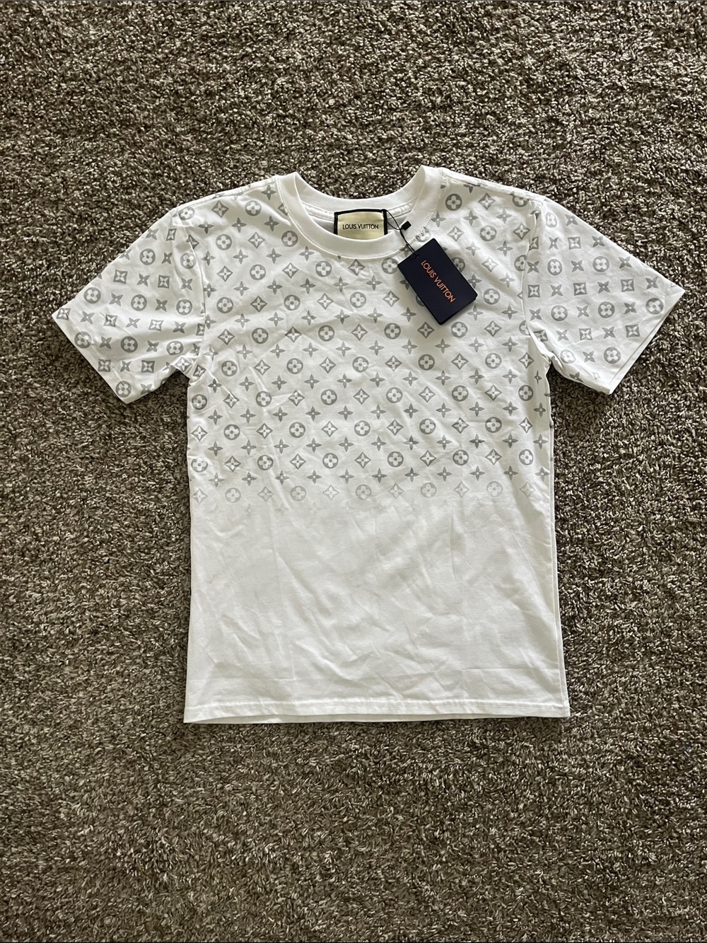 Louis Vuitton White & Light Gray Monogram Short Sleeve Tee